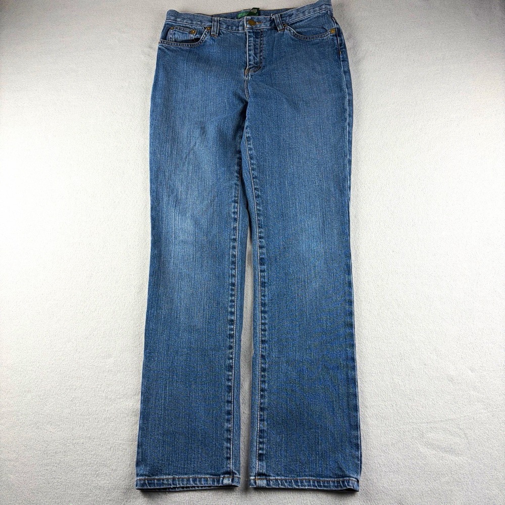 Lauren Jeans Company Women's Size 6 Blue Denim Stretch Straight Leg Medium Wash